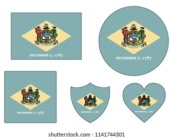 Delaware Flags Set