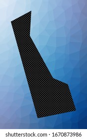 Delaware geometric map. Stencil shape of Delaware in low poly style. Charming US state vector illustration.