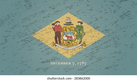 Delaware grunge style flag. Vector EPS10