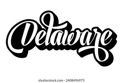 Delaware diseño de escritura a mano calligrafía vector, Delaware vector de texto diseño de tipografía de moda