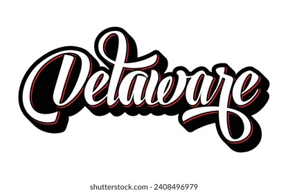 Delaware diseño de escritura a mano calligrafía vector, Delaware vector de texto diseño de tipografía de moda