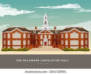 The Delaware Legislative Hall Building - Dover - Stock Illustration as EPS 10 File