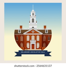 The Delaware Legislative Hall Building - Dover - Stock Illustration as EPS 10 File