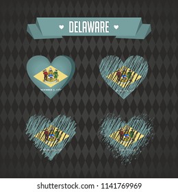 Delaware with love. Design vector broken heart with flag inside.
