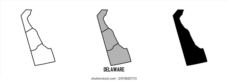 Delaware Map - black World Map, outline International vector template with High detailed isolated on white background - Vector