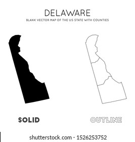 Delaware map. Blank vector map of the US State with counties. Borders of Delaware for your infographic. Vector illustration.