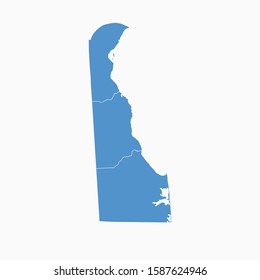 Delaware map blue color. USA state Delaware map icon. Delaware vector modern map. Vector illustration EPS10