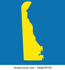 Delaware map, Cool vector illustration, High detailed vector EPS10, map of the US state of Delaware, County atlas of Delaware USA, high detailed yellow illustration isolated on blue background.