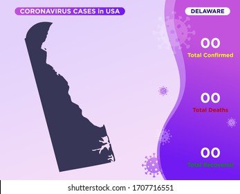 Delaware Map Covid-19, Corona Virus Infographic Vector Template.