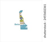Delaware map and flag colors design on white background