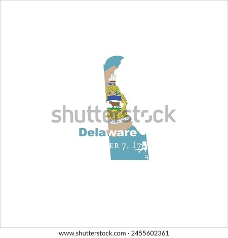 Delaware map and flag colors design on white background