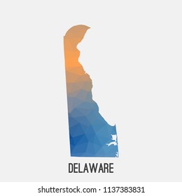 Delaware map in geometric polygonal,mosaic style.Abstract tessellation,modern design background,low poly. Geometric cover, mockup. Vector illustration.