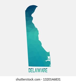 Delaware map in geometric polygonal,mosaic style.Abstract tessellation,modern design background,low poly. Geometric cover, mockup. Vector illustration.