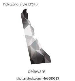 Delaware map in geometric polygonal,mosaic style.Abstract gems triangle,modern design background. Vector illustration EPS10.