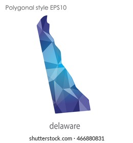 Delaware map in geometric polygonal,mosaic style.Abstract gems triangle,modern design background. Vector illustration EPS10.