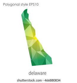 Delaware map in geometric polygonal,mosaic style.Abstract gems triangle,modern design background. Vector illustration EPS10.