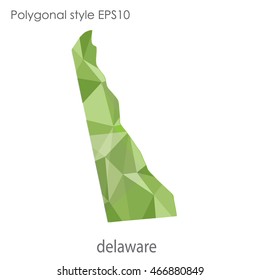 Delaware map in geometric polygonal,mosaic style.Abstract gems triangle,modern design background. Vector illustration EPS10.