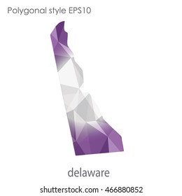Delaware map in geometric polygonal,mosaic style.Abstract gems triangle,modern design background. Vector illustration EPS10.