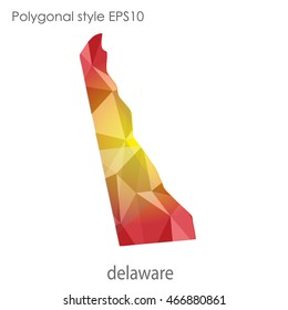 Delaware map in geometric polygonal,mosaic style.Abstract gems triangle,modern design background. Vector illustration EPS10.