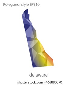 Delaware map in geometric polygonal,mosaic style.Abstract gems triangle,modern design background. Vector illustration EPS10.