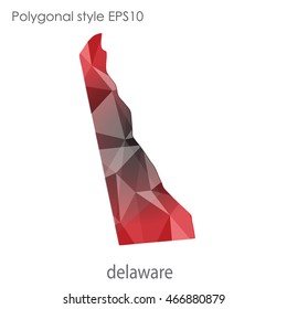 Delaware map in geometric polygonal,mosaic style.Abstract gems triangle,modern design background. Vector illustration EPS10.