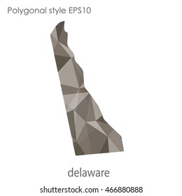 Delaware map in geometric polygonal,mosaic style.Abstract gems triangle,modern design background. Vector illustration EPS10.