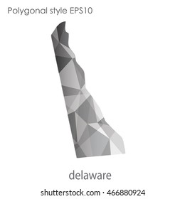 Delaware map in geometric polygonal,mosaic style.Abstract gems triangle,modern design background. Vector illustration EPS10.