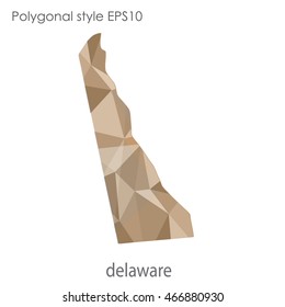 Delaware map in geometric polygonal,mosaic style.Abstract gems triangle,modern design background. Vector illustration EPS10.