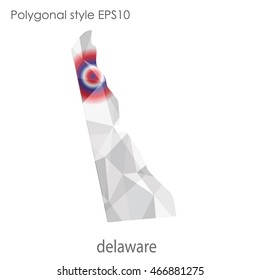 Delaware map in geometric polygonal,mosaic style.Abstract gems triangle,modern design background. Vector illustration EPS10.