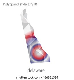 Delaware map in geometric polygonal,mosaic style.Abstract gems triangle,modern design background. Vector illustration EPS10.