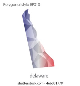 Delaware map in geometric polygonal,mosaic style.Abstract gems triangle,modern design background. Vector illustration EPS10.