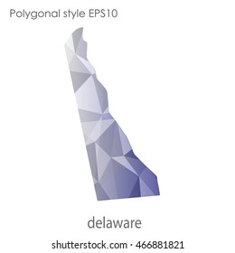 Delaware map in geometric polygonal,mosaic style.Abstract gems triangle,modern design background. Vector illustration EPS10.