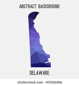 Delaware map in geometric polygonal,mosaic style.Abstract tessellation,modern design background,low poly. Vector illustration.