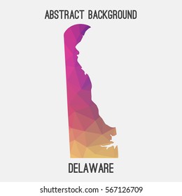 Delaware map in geometric polygonal,mosaic style.Abstract tessellation,modern design background. Vector illustration EPS8