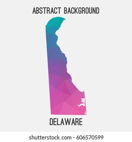 Delaware map in geometric polygonal,mosaic style.Abstract tessellation,modern design background,low poly. Vector illustration.