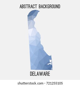 Delaware map in geometric polygonal,mosaic style.Abstract tessellation,modern design background,low poly. Vector illustration.