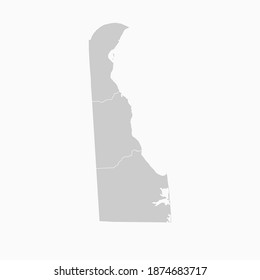 Delaware Map Gray Color. Geographic Isolated Gray Vector Country Border Map Of Delaware . Vector Illustration