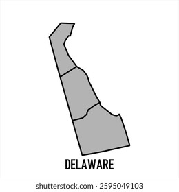 Delaware map in grey style isolated on white background. Vector illustration.	