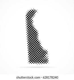 Delaware map in halftone. Dotted illustration isolated on a white background.
Vector illustration.