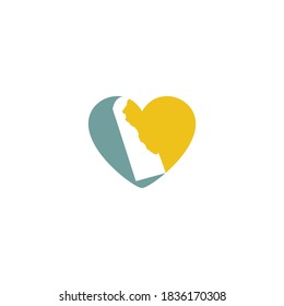 Design-Vorlage für die Karte und das Herz-Logo
