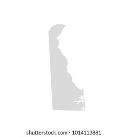 Delaware map isolated on white background silhouette. Delaware USA state.