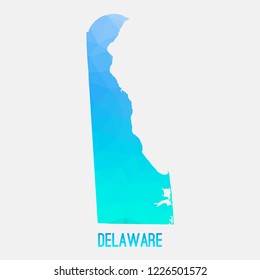 Delaware map low poly geometric polygonal,mosaic style,abstract tessellation,modern design background. Geometric cover, mockup. Vector illustration EPS10.