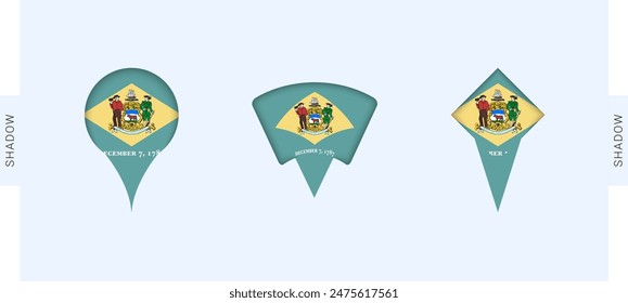 Delaware Map Markers Set. Perfect for projects related to Delaware, travel, geography, and international representation. Vector collection.