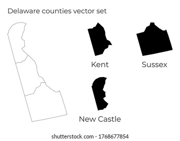 Delaware map with shapes of regions. Blank vector map of the US State with counties. Borders of the US state for your infographic. Vector illustration.