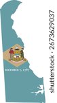 Delaware Map with a State Flag Fill