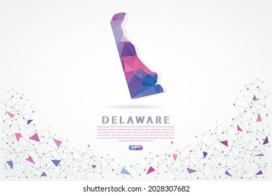 Delaware map - State of USA Map International vector template with polygon pink color gradient isolated on white background for education, website, banner - Vector illustration eps 10