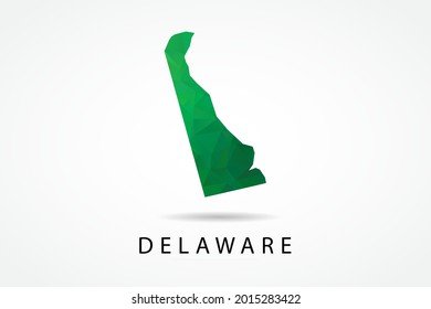 Delaware Map - USA, United States of America map, World Map International vector template, low polygon style with green color isolated on white background - Vector illustration eps 10