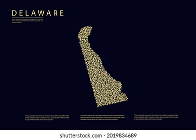 Delaware Map - USA, United States of America map, World Map International vector template with Gold grid on dark background - Vector illustration eps 10