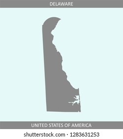 Delaware map vector outline illustration gray background