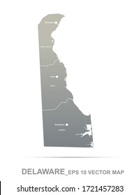 Delaware Map. Vector Map Of Delaware, U.S. States.